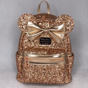 Minnie Mouse Sequined Mini Backpack by Loungefly – Rose Gold